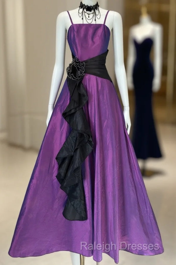 Vintage Fashion A Line Spaghetti Straps Grape Floor Length Evening Dress Prom Dresses Main image