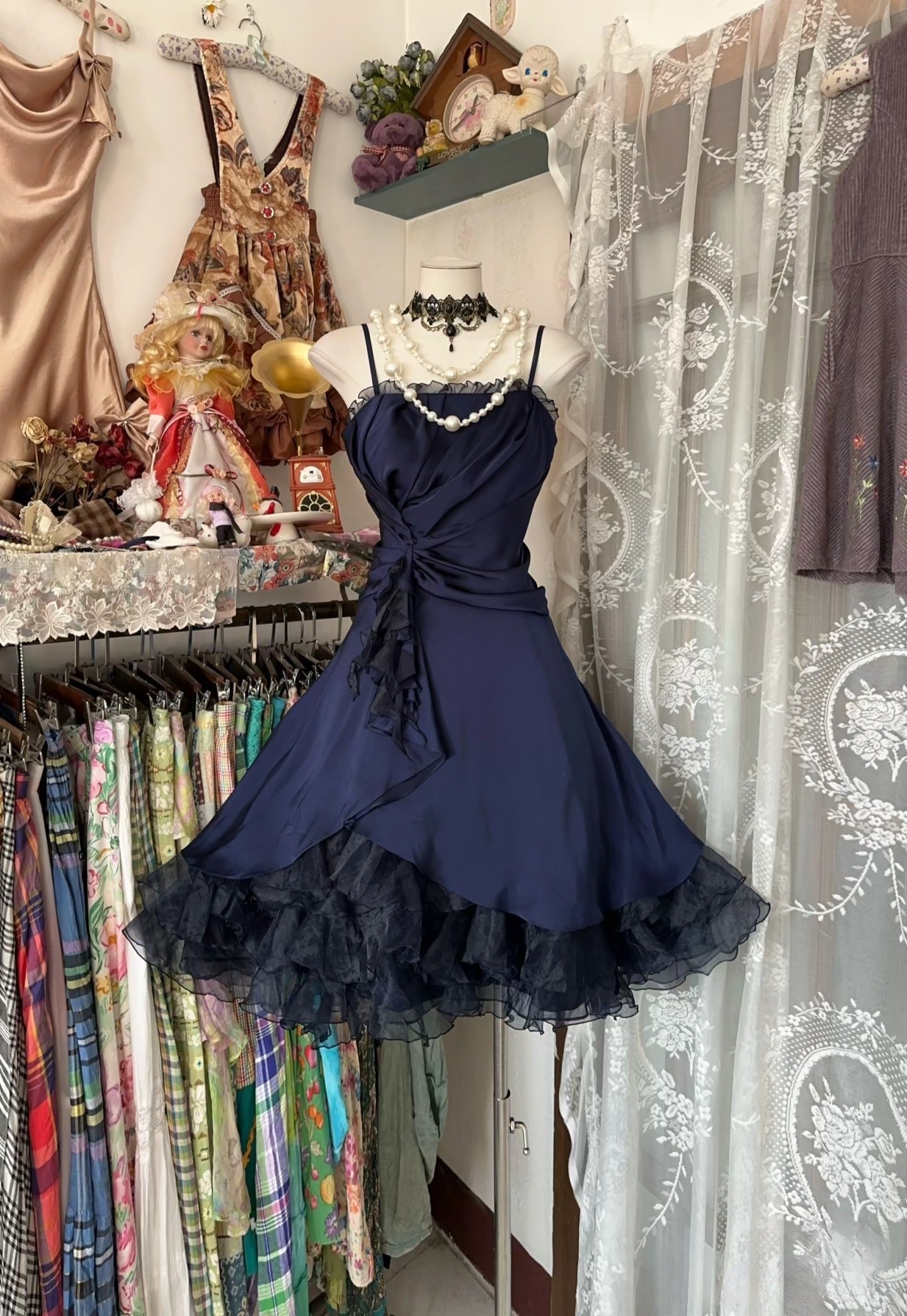 Vintage Fashion Ball Gowns Navy Blue Short Length Homecoing Birthday Dresses Cocktail Dress