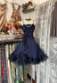 Vintage Fashion Ball Gowns Navy Blue Short Length Homecoing Birthday Dresses Cocktail Dress