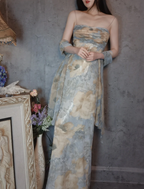 Vintage Fitted Spaghetti Strap Sequined Long Formal Prom Dress