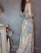 Vintage Fitted Spaghetti Strap Sequined Long Formal Prom Dress