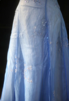 Vintage Gradient Light Blue A-Line Spaghetti Strap Beaded Tulle Long Formal Prom Dress