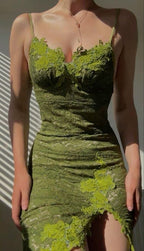 Vintage Green Dresses Lace Prom Dress