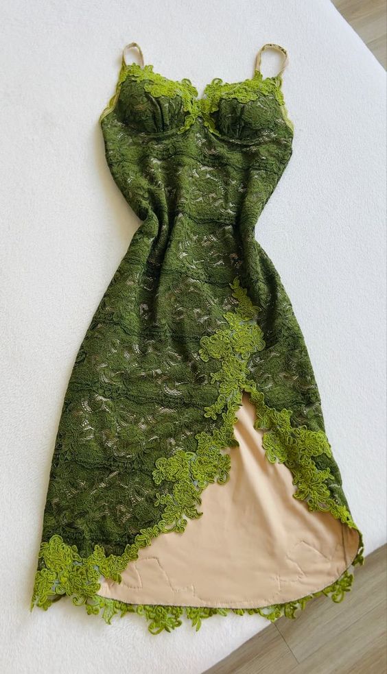 Vintage Green Dresses Lace Prom Dress