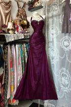 Vintage Halter Sheath Prom Dress Long Beaded Satin Blue Prom Dress Sleeveless Birthday Dress