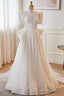 Vintage High Collar White Lace Wedding Dresses With Keyhole Back