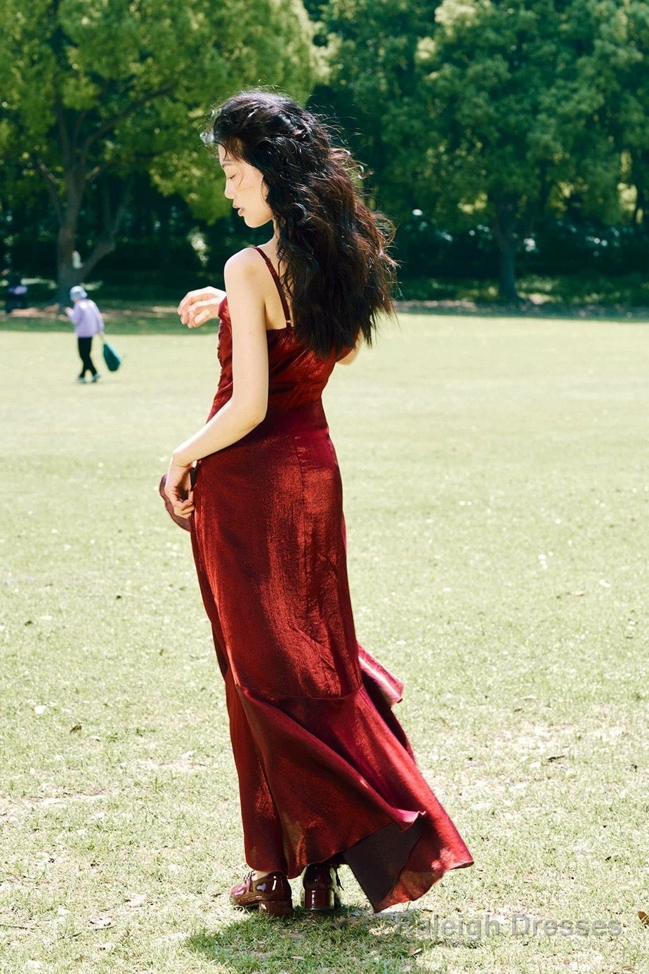 Vintage High Low Spaghetti Straps Ruffles Burgundy Prom Dresses Birthday Outfits