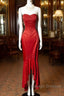 Vintage High Low Strapless Red Long Prom Gown Fairy Prom Dresses