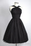 Vintage Knee-Length Sleeveless Open Back Black Homecoming Dress Ruched