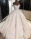 Vintage Lace Embroidery Ball Gown Wedding Dress Satin