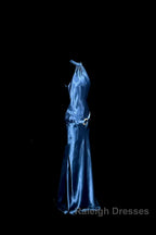 Vintage Mermaid Halter Neck Blue Satin Backless Prom Gown Fairy Prom Dresses