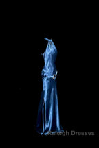 Vintage Mermaid Halter Neck Blue Satin Backless Prom Gown Fairy Prom Dress