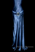 Vintage Mermaid Halter Neck Blue Satin Backless Prom Gown Fairy Prom Dress