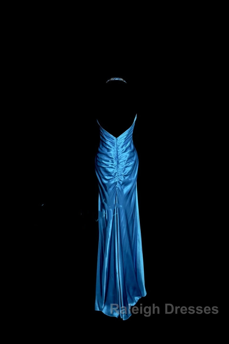 Vintage Mermaid Halter Neck Royal Blue Satin Backless Prom Gown Fairy Prom Dresses Secondary image