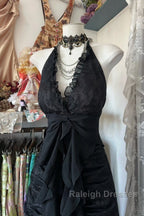 Vintage Mermaid Halter Sleeveless Long Black Lace Prom Dresses