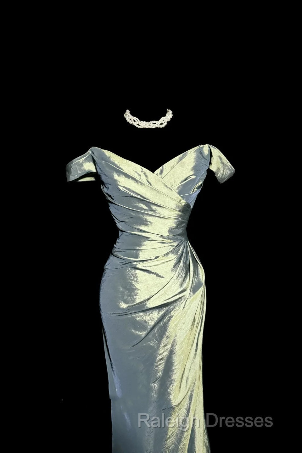 Vintage Mermaid Off The Shoulder Green Long Prom Gown Fairy Prom Dress