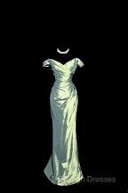 Vintage Mermaid Off The Shoulder Green Long Prom Gown Fairy Prom Dress