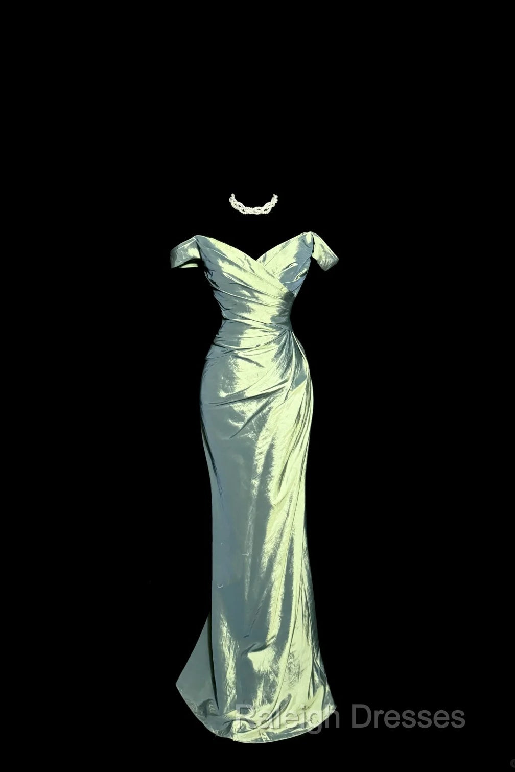 Vintage Mermaid Off The Shoulder Green Long Prom Gown Fairy Prom Dress