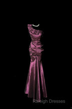 Vintage Mermaid One Shoulder Sleeveless Long Prom Gown Fairy Prom Dresses