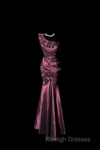 Vintage Mermaid One Shoulder Sleeveless Long Prom Gown Fairy Prom Dress
