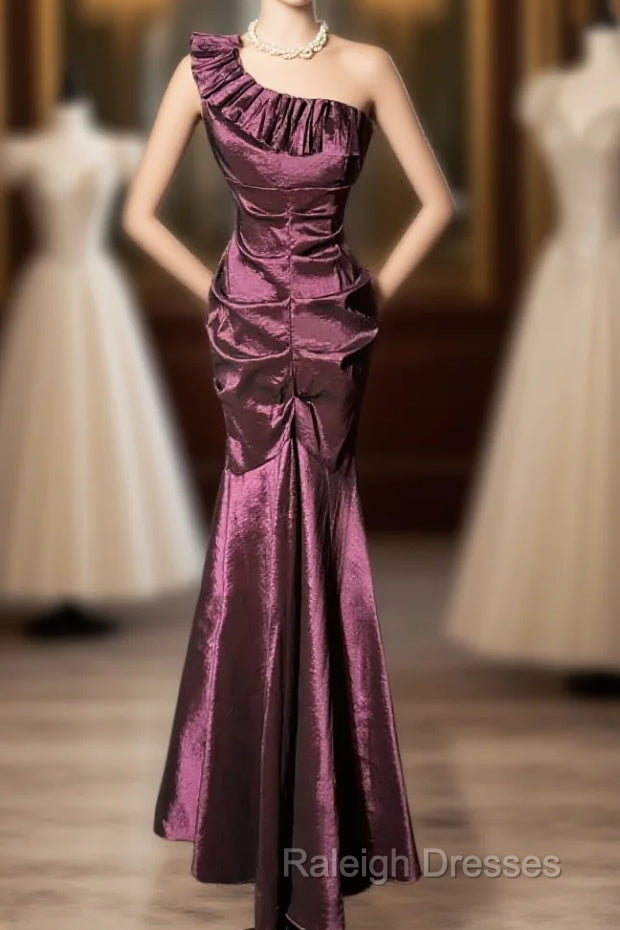 Vintage Mermaid One Shoulder Sleeveless Long Prom Gown Fairy Prom Dress Main image