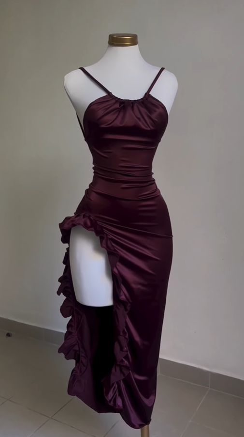 Vintage Mermaid Spaghetti Straps Custom Silk Satin Blue Long Prom Dress Secondary image