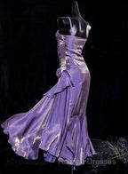 Vintage Mermaid Spaghetti Straps Long Lilac Prom Dresses Birthday Outfits