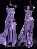 Vintage Mermaid Spaghetti Straps Long Lilac Prom Dress Birthday Outfits
