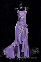 Vintage Mermaid Spaghetti Straps Long Lilac Prom Dresses Birthday Outfits