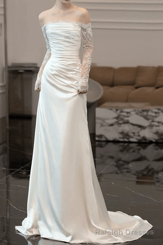Vintage Mermaid Strapless Long Sleeves White Wedding Dresses Secondary image