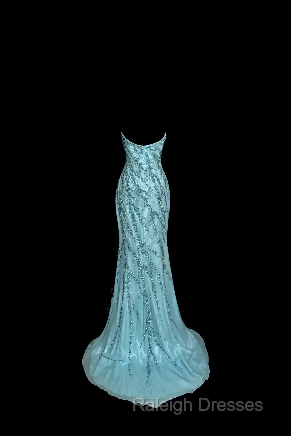 Vintage Mermaid Strapless Tulle Blue Beads Long Prom Gown Fairy Prom Dresses Secondary image