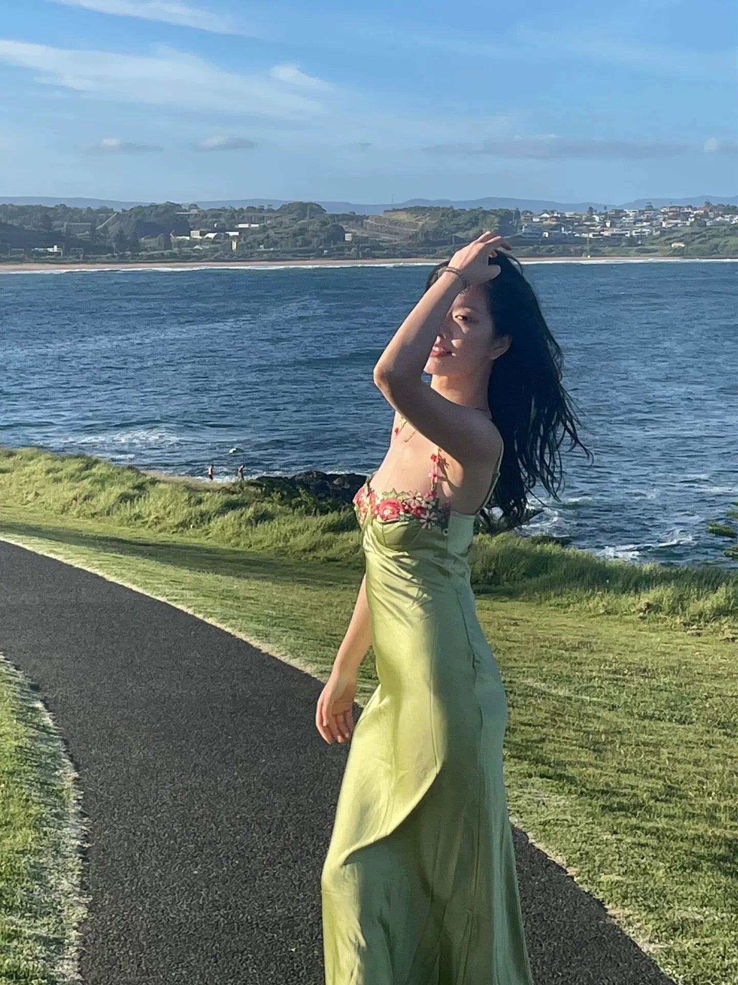 Vintage Mermaid Straps Birthday Prom Dress Ankle Length Bud Green Prom Dress
