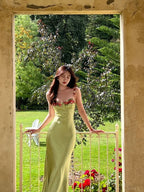 Vintage Mermaid Straps Birthday Prom Dress Ankle Length Bud Green Prom Dress