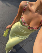 Vintage Mermaid Straps Birthday Prom Dress Ankle Length Bud Green Prom Dress