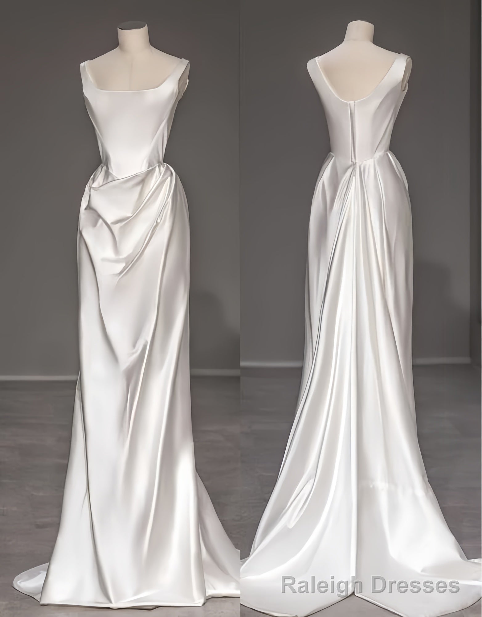 Vintage Mermaid Strapless Tulle Long White Wedding Dresses C674
