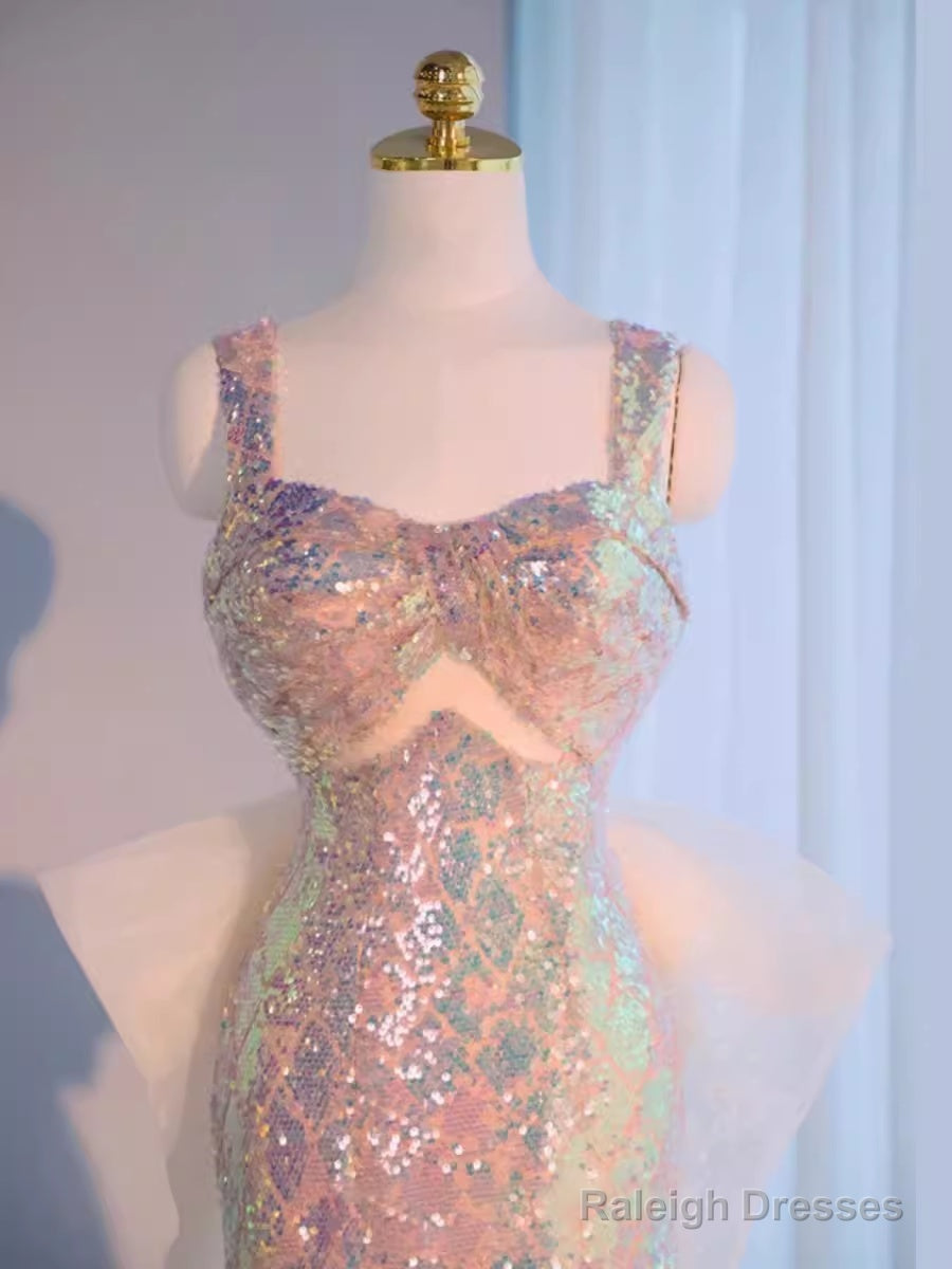 Vintage Mermaid Straps Sequin Beads Prom Dresses Long Prom Dress Secondary image