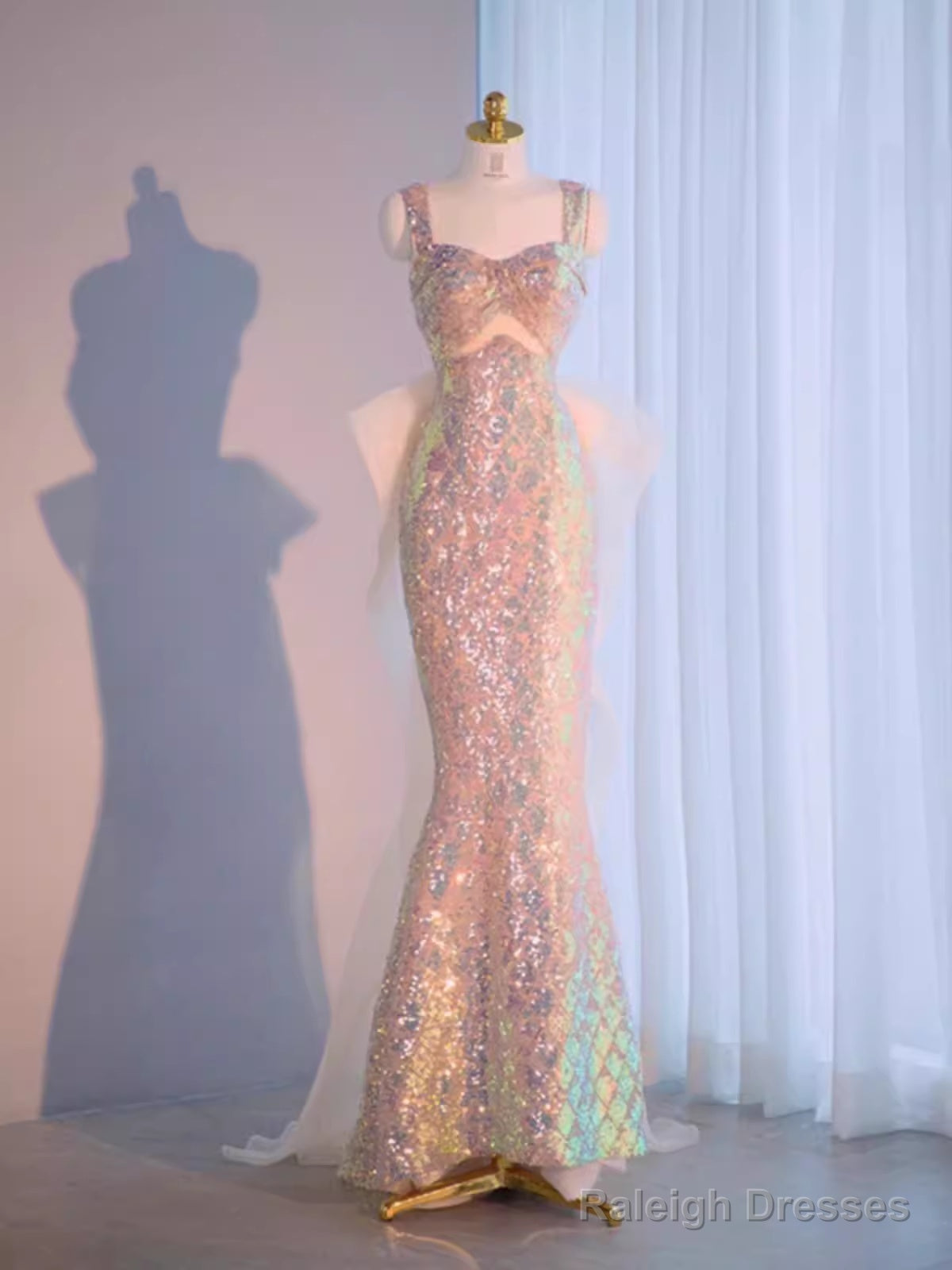 Vintage Mermaid Straps Sequin Beads Prom Dresses Long Prom Dress Main image