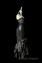 Vintage Mermaid Sweetheart Black Sequin Long Prom Gown Fairy Prom Dresses