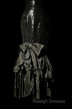 Vintage Mermaid Sweetheart Black Sequin Long Prom Gown Fairy Prom Dress