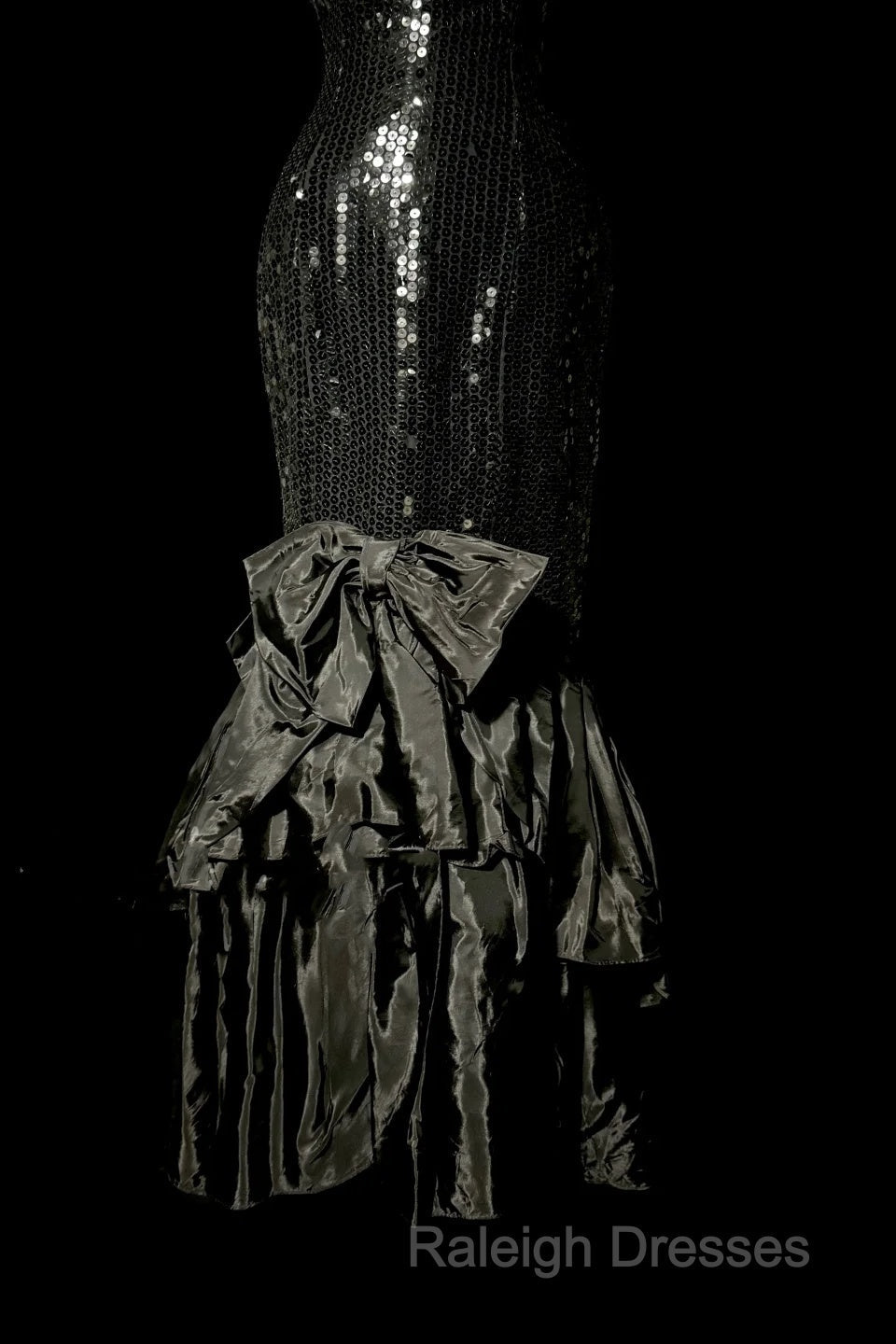 Vintage Mermaid Sweetheart Black Sequin Long Prom Gown Fairy Prom Dress