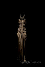 Vintage Mermaid Sweetheart Brown Long Prom Gown Fairy Prom Dresses