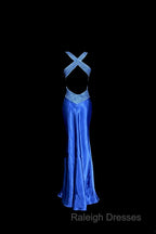 Vintage Mermaid Sweetheart Neckline Royal Blue Satin Backless Prom Gown Fairy Prom Dresses