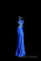 Vintage Mermaid Sweetheart Neckline Royal Blue Satin Backless Prom Gown Fairy Prom Dresses