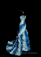 Vintage Mermaid Sweetheart Sleeveless Long Blue Prom Gown Fairy Prom Dresses