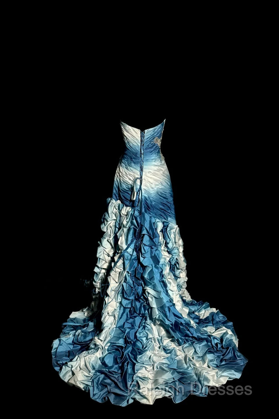 Vintage Mermaid Sweetheart Sleeveless Long Blue Prom Gown Fairy Prom Dresses