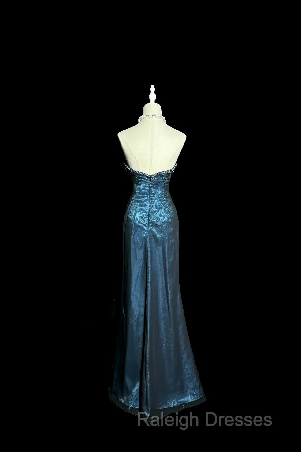 Vintage Mermaid Sweetheart Sleeveless Long Blue Slit Prom Gown Fairy Prom Dress