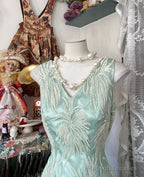 Vintage Mermaid V-Neck Satin Tulle Long Prom Dress