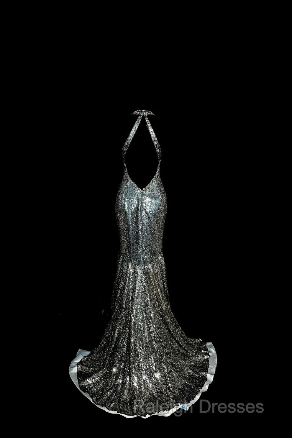 Vintage Mermaid V Neckline Gray Sequin Long Prom Gown Fairy Prom Dress