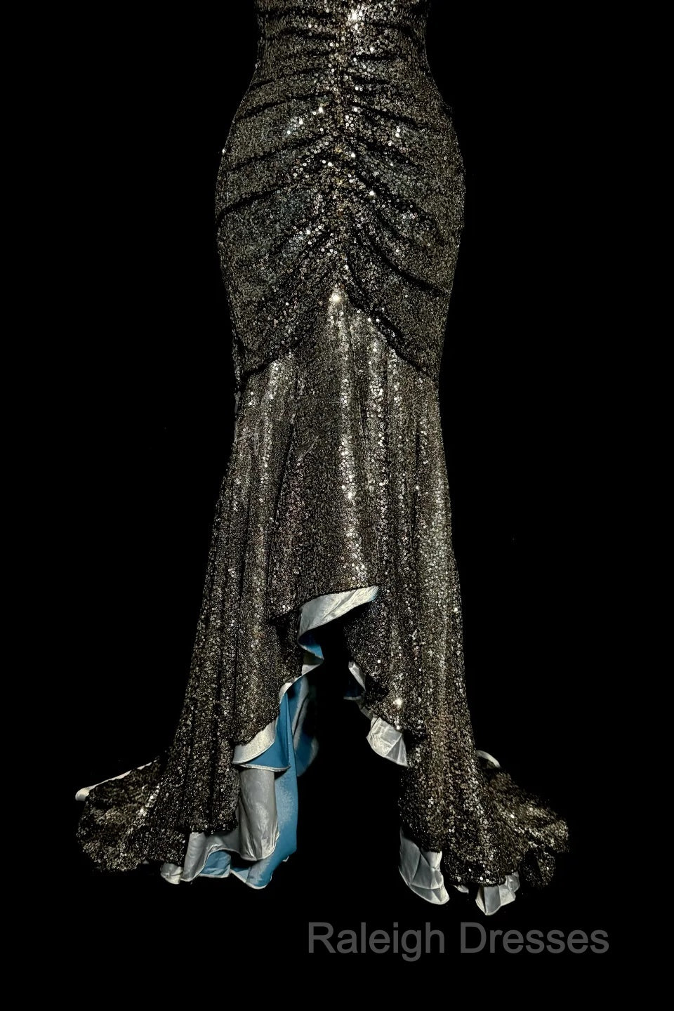 Vintage Mermaid V Neckline Gray Sequin Long Prom Gown Fairy Prom Dress