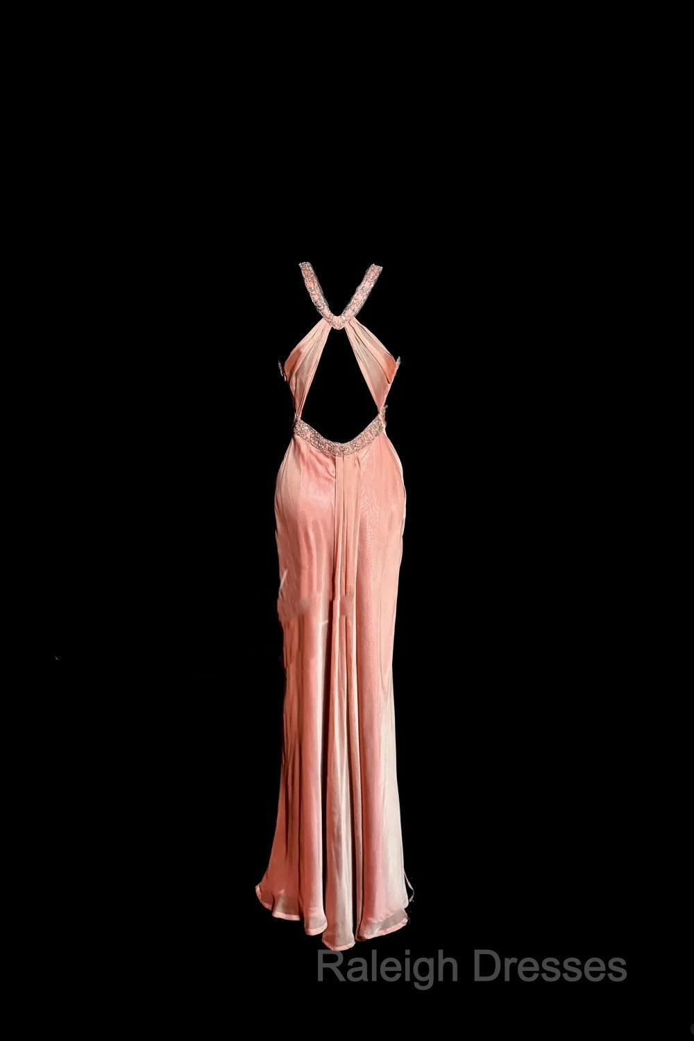 Vintage Mermaid V Neckline Pink Backless Long Prom Gown Fairy Prom Dress Secondary image